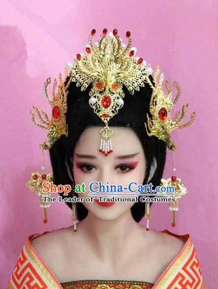 Chinese Ancient Hair Jewelry Accessories Phoenix Coronet, China Imperial Empress Hairpins Headwear for Women