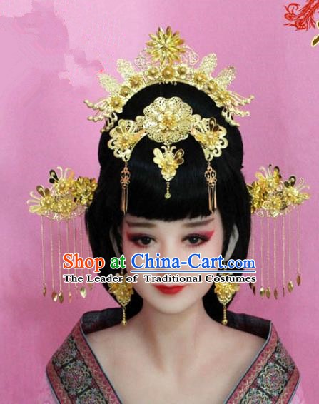 Traditional Chinese Ancient Hair Accessories Xiuhe Suit Phoenix Coronet, China Bride Hairpins Headwear for Women