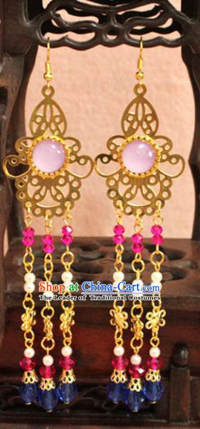 Traditional Chinese Handmade Jewelry Accessories Bride Tassel Earrings Hanfu Eardrop for Women