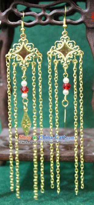 Traditional Chinese Handmade Jewelry Accessories Bride Long Tassel Earrings Hanfu Xiuhe Suit Eardrop for Women