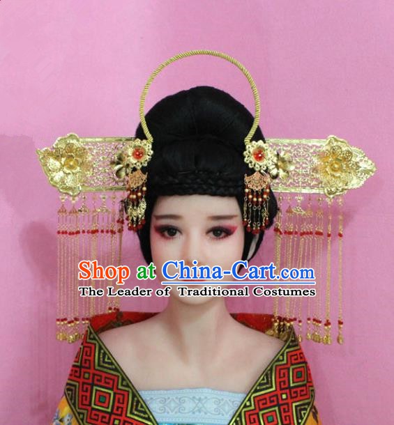 Traditional Chinese Handmade Wedding Hair Accessories Ancient Bride Tassel Hairpins Phoenix Coronet Complete Set for Women