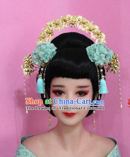 Traditional Chinese Handmade Hair Accessories Ancient Princess Hairpins Tassel Phoenix Coronet for Women