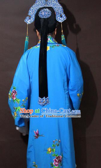 Traditional China Beijing Opera Costume Gifted Scholar Embroidered Robe and Hat Ancient Chinese Peking Opera Embroidery Clothing