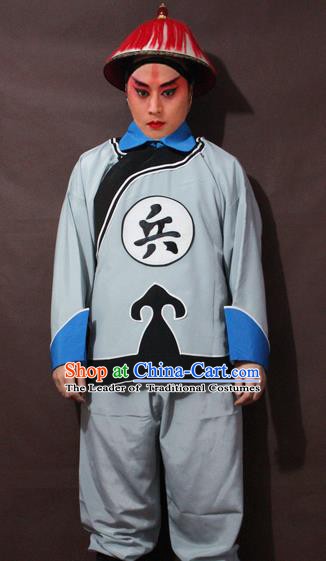 Traditional China Beijing Opera Imperial Bodyguard Costume, Chinese Peking Opera Qing Dynasty Warrior Clothing