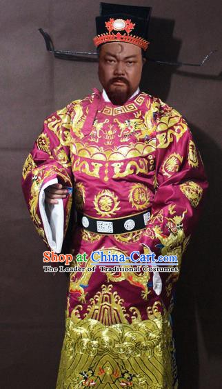 Traditional China Beijing Opera Prime Minister Embroidered Costume, Chinese Peking Opera Bao Zheng Gwanbok Embroidered Robe