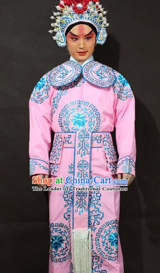 Traditional China Beijing Opera Takefu Embroidery Pink Costume, Chinese Peking Opera Soldiers Embroidered Clothing