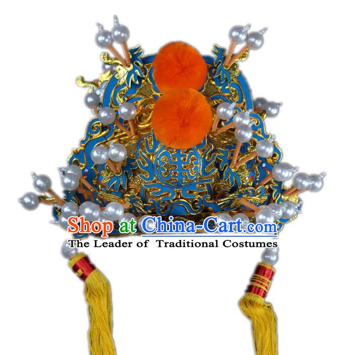 Traditional China Beijing Opera Royal Highness Hats, Chinese Peking Opera Emperor Headwear