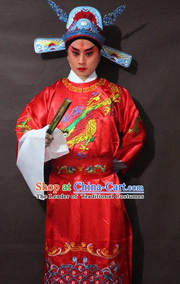 Traditional China Beijing Opera Niche Embroidery Costume, Chinese Peking Opera Lang Scholar Embroidered Robe Clothing