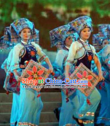 Chinese Traditional Bu Yi Nationality Dance Costume Folk Dance Dress for Women