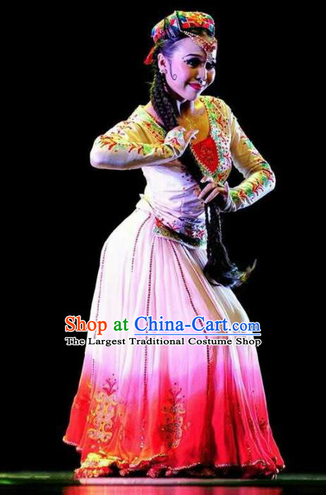 Chinese Traditional Uyghur Nationality Dance Costume Folk Dance Dress for Women
