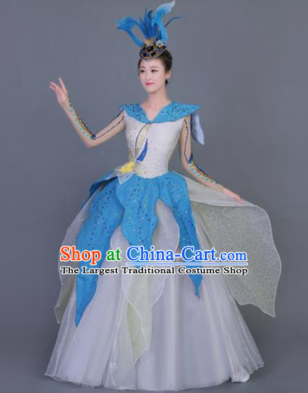 Professional Opening Dance Costume Modern Dance Stage Performance White Dress for Women