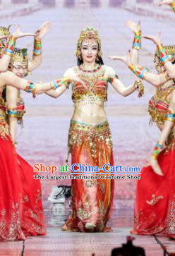 Chinese Traditional Belly Dance Costume Folk Dance Ethnic Clothing for Women