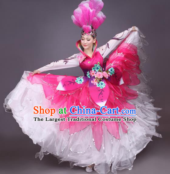 Chinese Traditional Classical Dance Costume Folk Dance Flowers Dress for Women