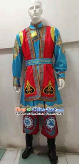 Chinese Traditional Mongol Nationality Costume Mongolian Folk Dance Ethnic Clothing for Men