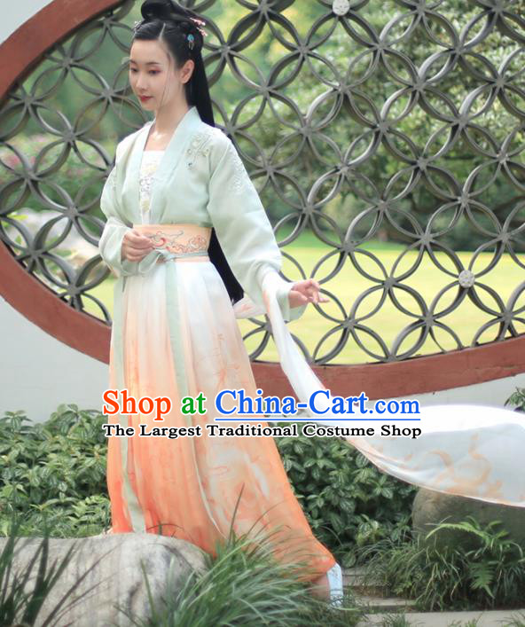 Chinese Ancient Embroidered Costumes Traditional Tang Dynasty Princess Hanfu Dress for Women