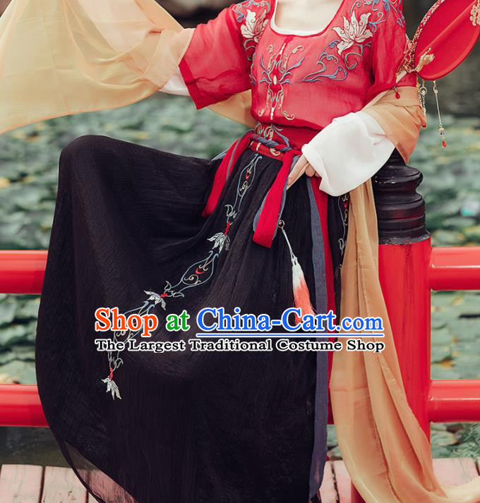 Chinese Ancient Palace Lady Hanfu Han Dynasty Imperial Concubine Queen Embroidered Historical Costumes