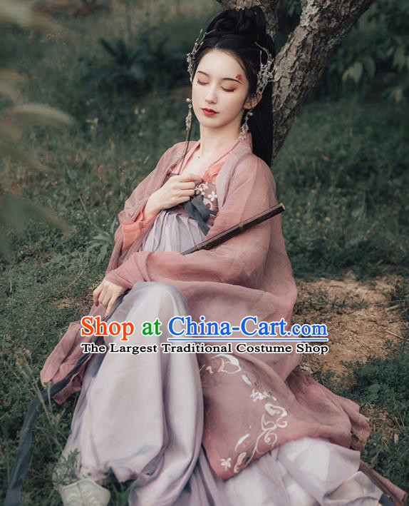 Chinese Ancient Princess Embroidered Costumes Traditional Tang Dynasty Imperial Consort Hanfu Dress for Women