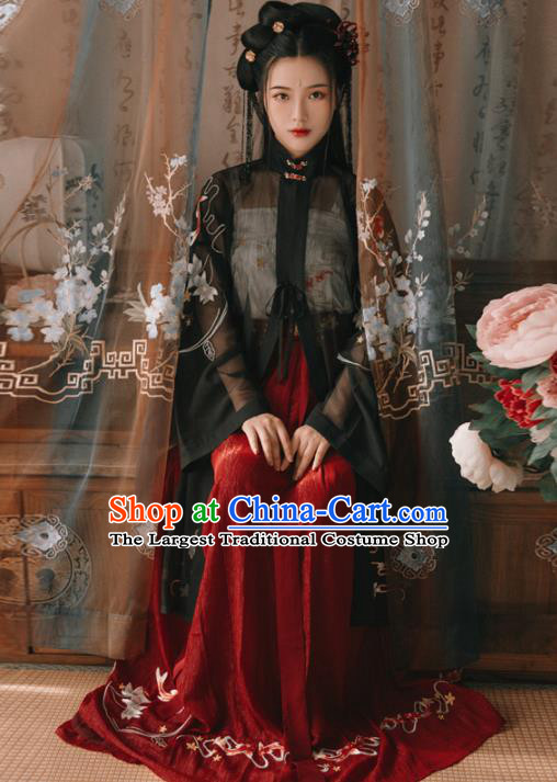Chinese Ancient Young Lady Embroidered Costumes Ming Dynasty Hanfu Dress for Women
