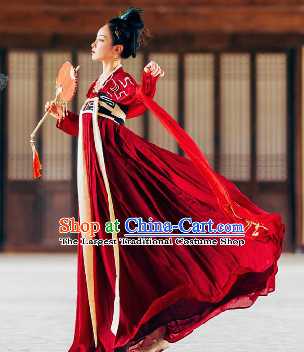 Chinese Ancient Palace Lady Hanfu Han Dynasty Imperial Concubine Queen Embroidered Historical Costumes