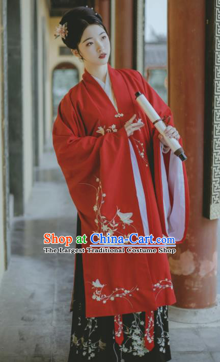 Chinese Ancient Ming Dynasty Countess Costumes Embroidered Hanfu Dress for Women