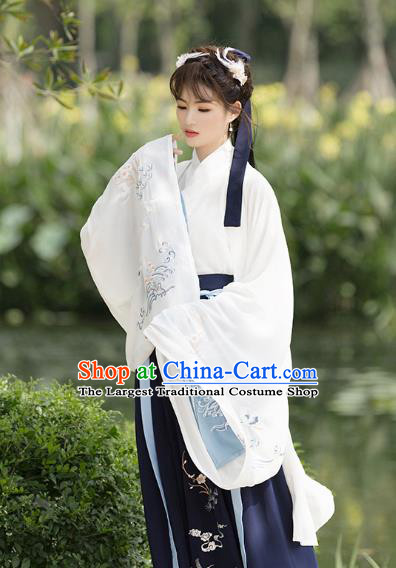 Ancient Chinese Jin Dynasty Princess Costumes Fairy Embroidered Hanfu Dress for Women