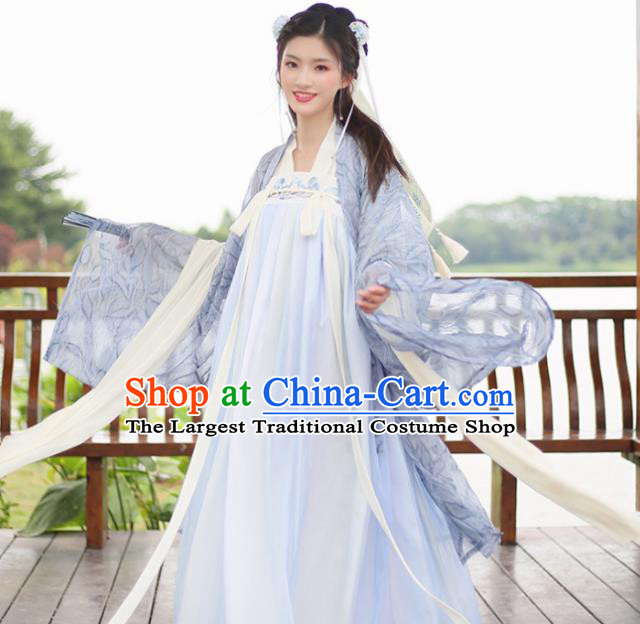 Chinese Tang Dynasty Costumes Ancient Imperial Concubine Embroidered Hanfu Dress for Women