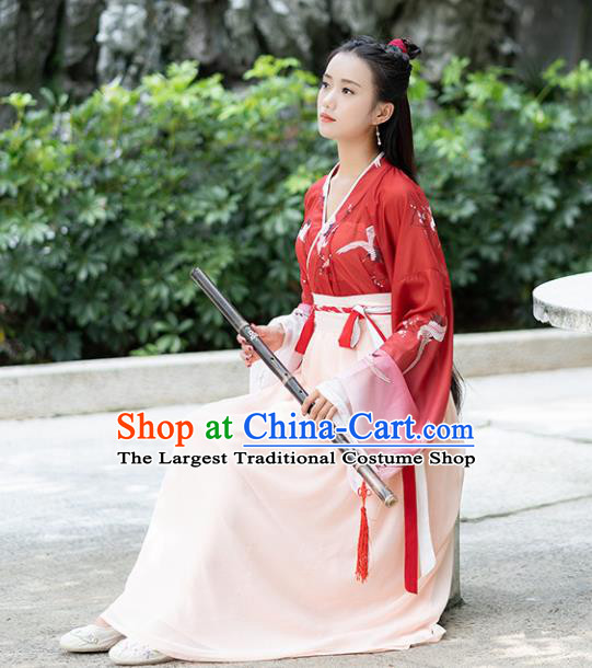 Chinese Ancient Palace Lady Hanfu Han Dynasty Imperial Concubine Queen Embroidered Historical Costumes