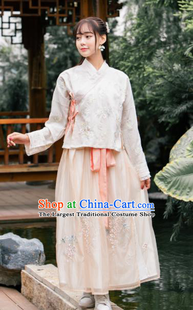 Chinese Ancient Ming Dynasty Nobility Lady Embroidered Costumes Hanfu Dress for Rich