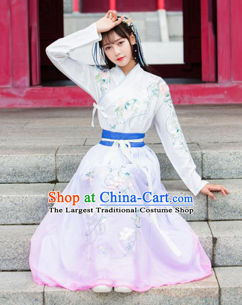 Ancient Chinese Ming Dynasty Princess Costumes Swordswoman Embroidered Hanfu Dress for Women