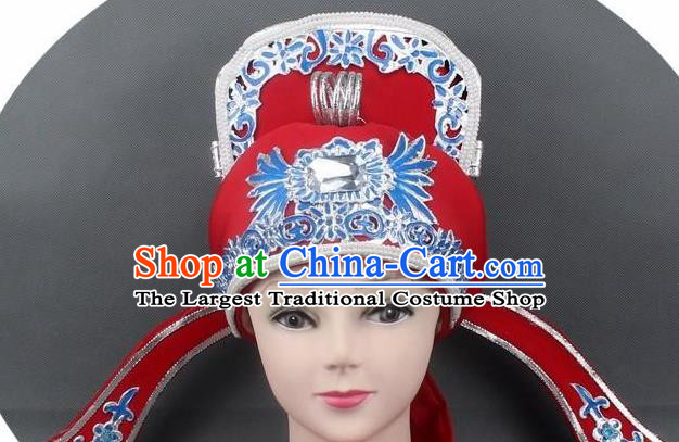 Chinese Ancient Scholar Red Hat Traditional Peking Opera Niche Headwear for Men