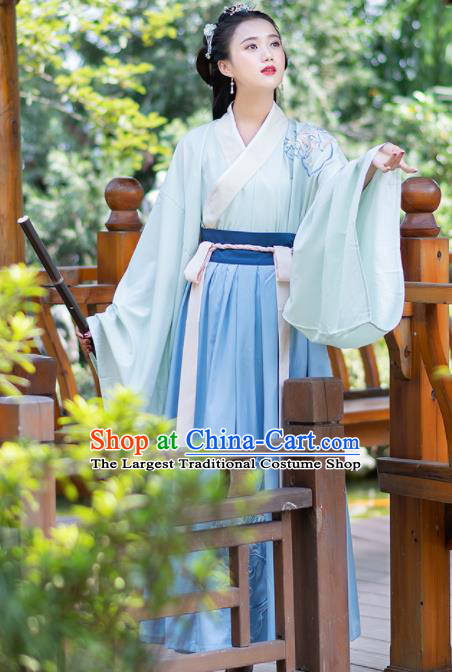Ancient Chinese Jin Dynasty Historical Costumes Palace Princess Hanfu Dress for Women