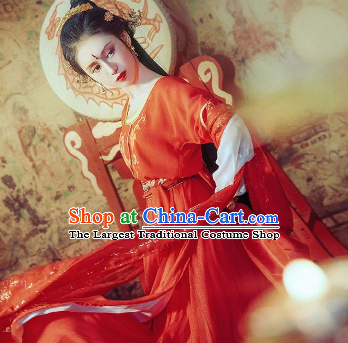 Chinese Ancient Palace Lady Hanfu Han Dynasty Imperial Concubine Queen Embroidered Historical Costumes