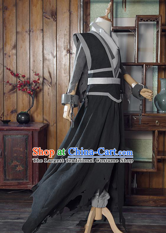 Chinese Traditional Cosplay Nobility Childe Costumes Ancient Swordsman Black Clothing for Men