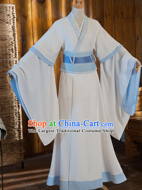 Chinese Traditional Cosplay Nobility Childe White Costumes Ancient Swordsman Clothing for Men