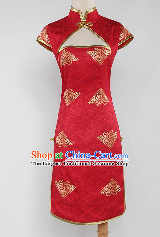 Chinese Traditional Cosplay Peri Costumes Ancient Swordswoman Red Cheongsam for Women
