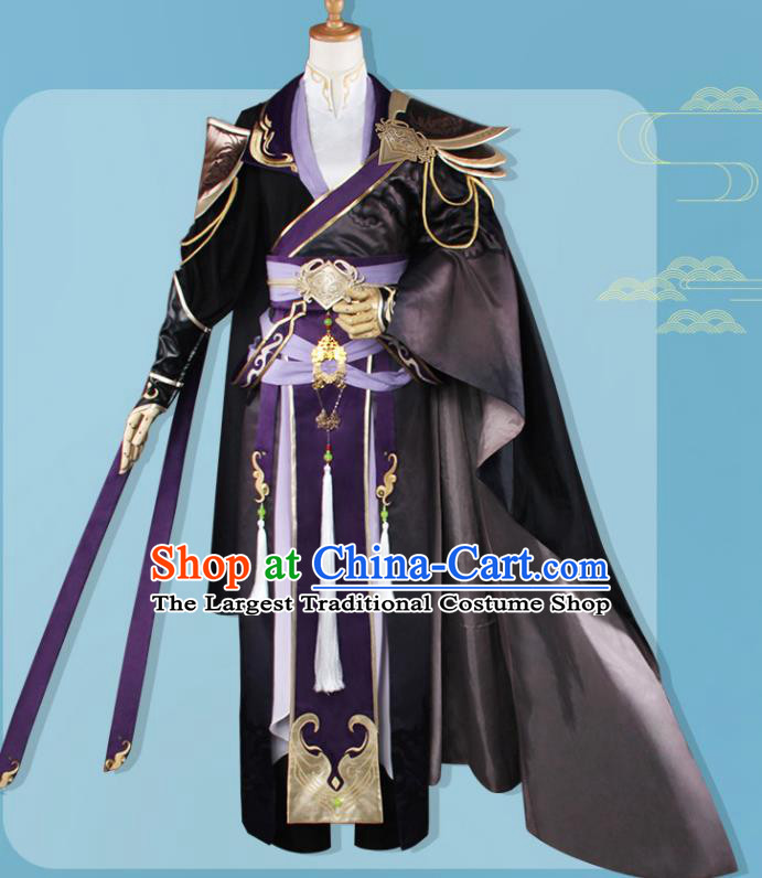 Chinese Traditional Cosplay Assassin Swordsman Black Costumes Ancient Nobility Childe Clothing for Men