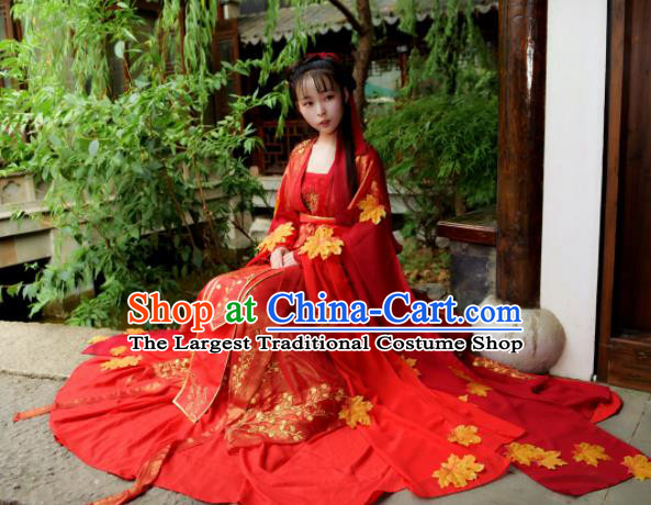 Chinese Ancient Palace Lady Hanfu Han Dynasty Imperial Concubine Queen Embroidered Historical Costumes