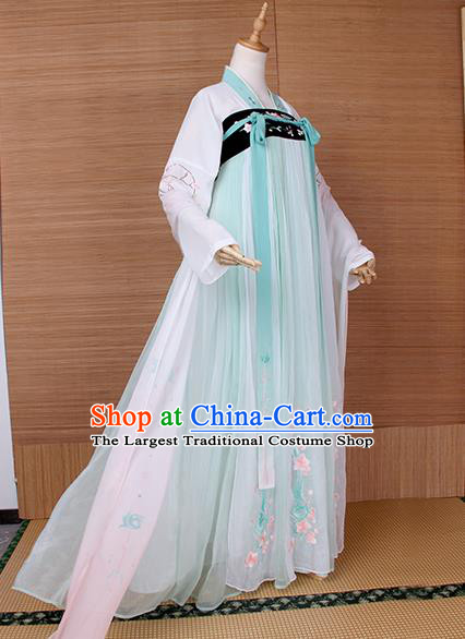 Top Grade Chinese Cosplay Princess Costumes Ancient Tang Dynasty Palace Lady Green Dress for Women