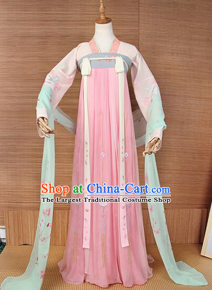 Top Grade Chinese Cosplay Princess Costumes Ancient Tang Dynasty Palace Lady Pink Dress for Women