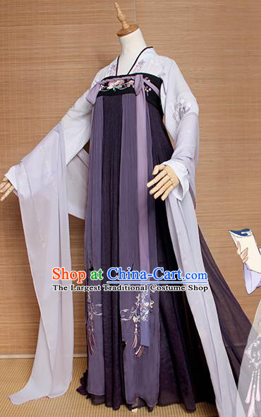 Top Grade Chinese Cosplay Princess Costumes Ancient Tang Dynasty Palace Lady Purple Dress for Women