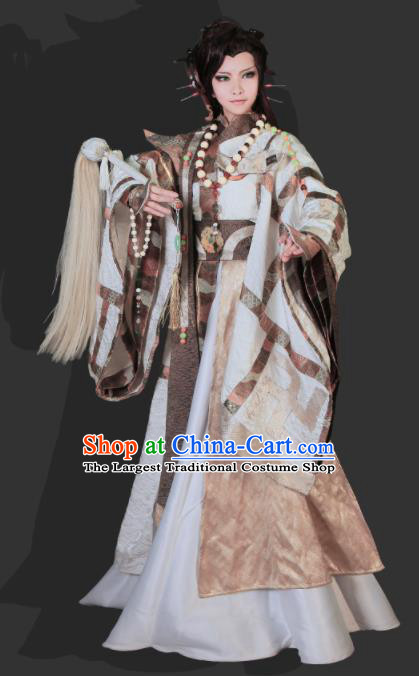 Top Grade Chinese Ancient Cosplay Swordsman Taoist Priest Costumes for Men