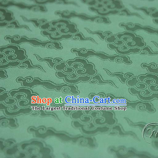 Asian Chinese Traditional Pattern Fabric Ancient Hanfu Green Brocade Silk Fabric Drapery Material