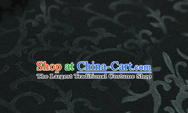 Asian Chinese Traditional Pattern Fabric Ancient Hanfu Jacquard Weave Black Brocade Silk Fabric Drapery Material