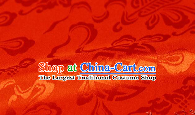 Asian Chinese Traditional Red Silk Fabric Ancient Hanfu Jacquard Brocade Fabric Drapery Material