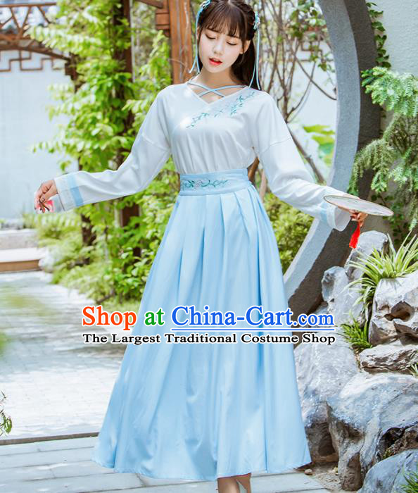 Chinese Ancient Hanfu Dress Ming Dynasty Young Lady Embroidered Costumes for Women