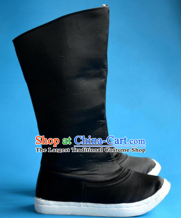 Chinese Traditional Beijing Opera Takefu Shoes Ancient Qing Dynasty Prince Black Boots for Men