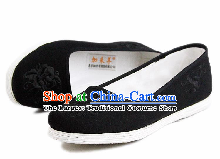 Chinese National Handmade Cloth Shoes Traditional Shoes Embroidered Peony Shoes for Women