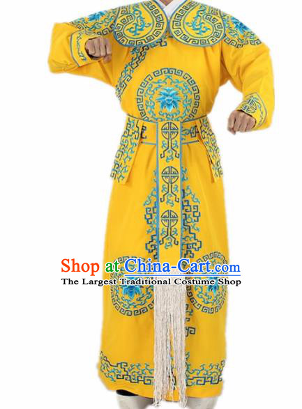 Chinese Traditional Peking Opera Takefu Yellow Costumes Ancient Swordsman Clothing for Men