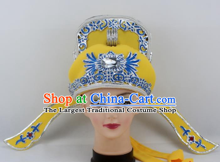 Chinese Traditional Peking Opera Niche Hats Ancient Scholar Yellow Hat for Men