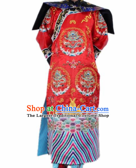 Chinese Traditional Peking Opera Costumes Ancient Qing Dynasty Queen Red Clothing for Women